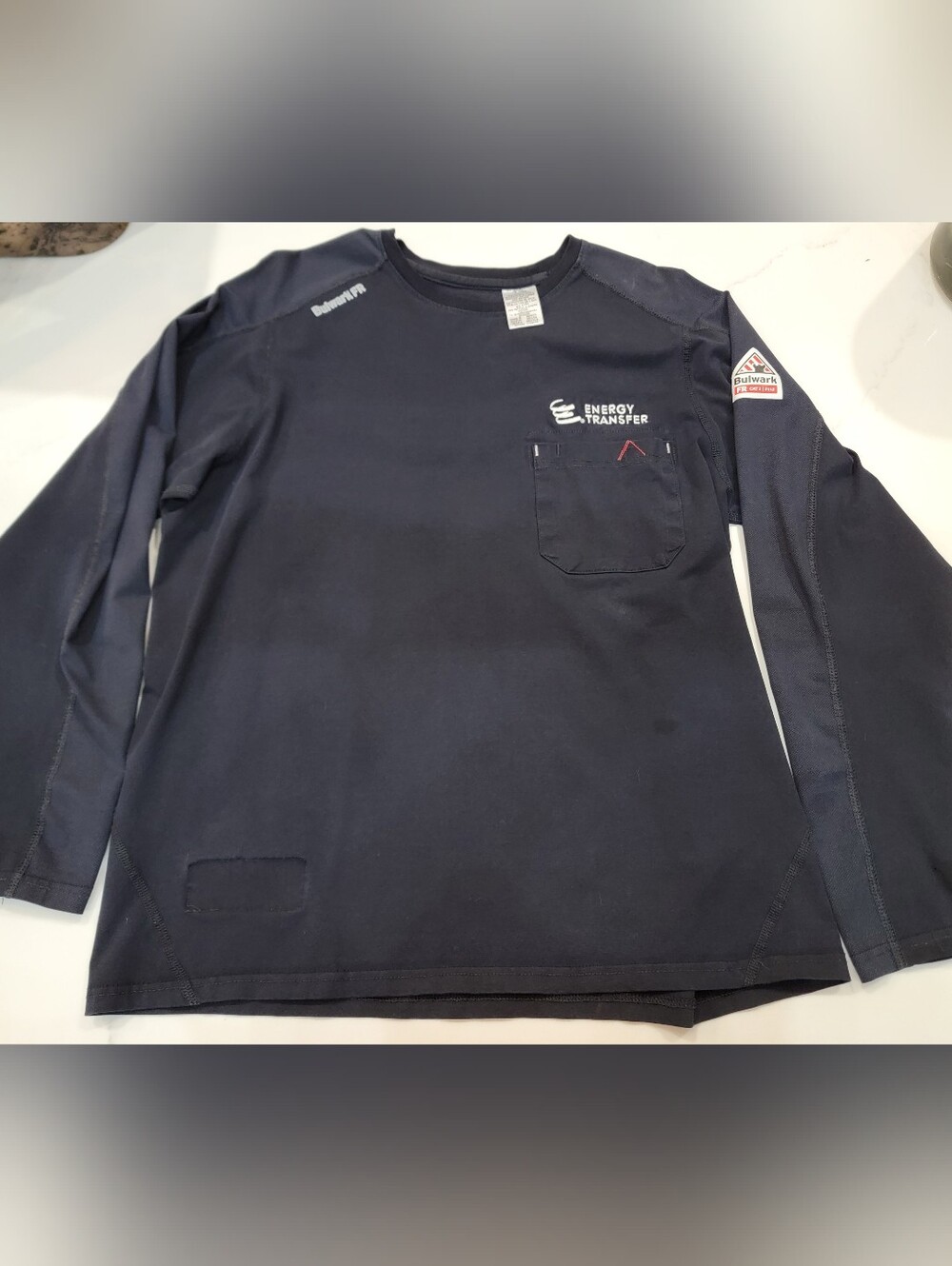 Bulwark FR CAT 2 Long Sleeve Work Shirt Navy Blue- LARGE